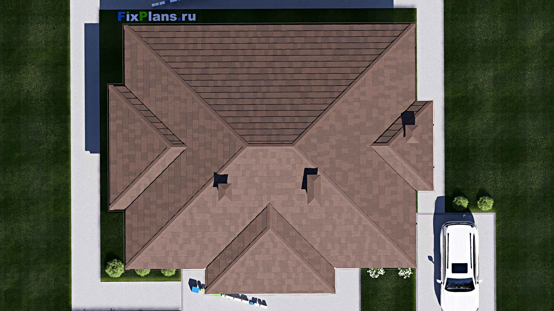 F-17027 - Проект одноэтажного дома 13 на 16, площадью 130 м² с 3 спальнями