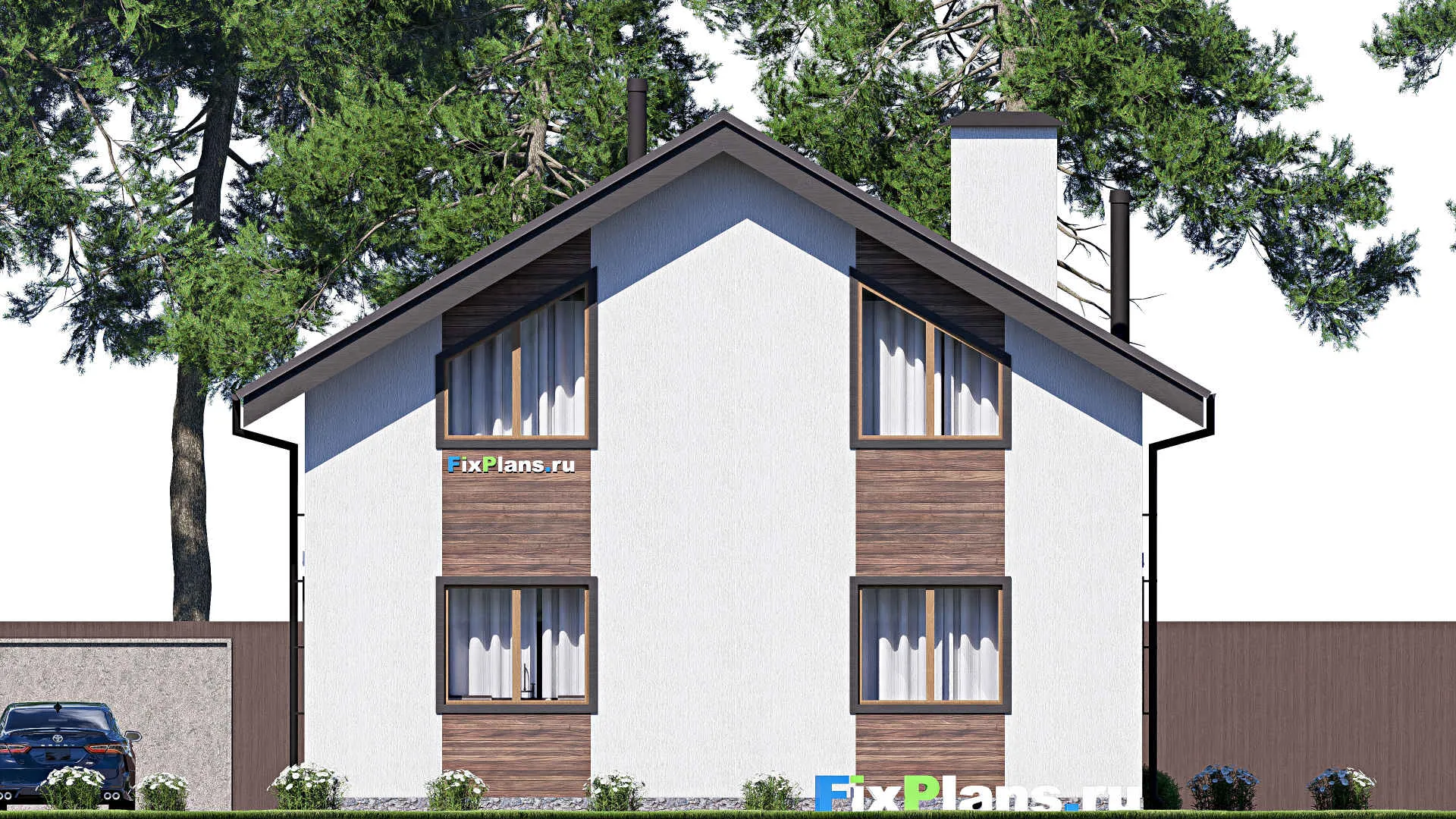 F-18098 - Планы дома с мансардой 11 на 11, площадью 140 м² с 4 спальнями