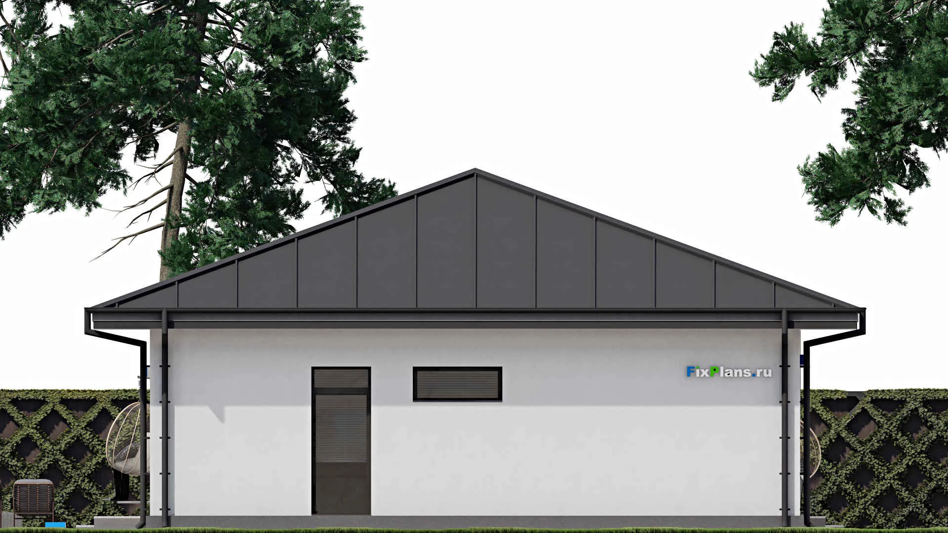 F-0053i - Проект одноэтажного дома 16 на 17, площадью 160 м² с террасой и 3 спальнями