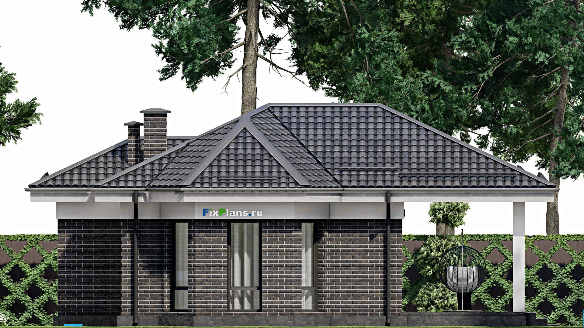 F-5048 - Проект одноэтажного дома 9 на 13, площадью 100 м² с 2 спальнями