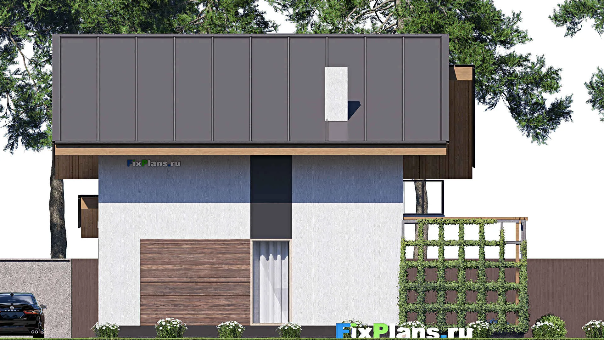 F-18656 - Проект дома с мансардой 11 на 13, площадью 160 м² с террасой, балконом и 3 спальнями