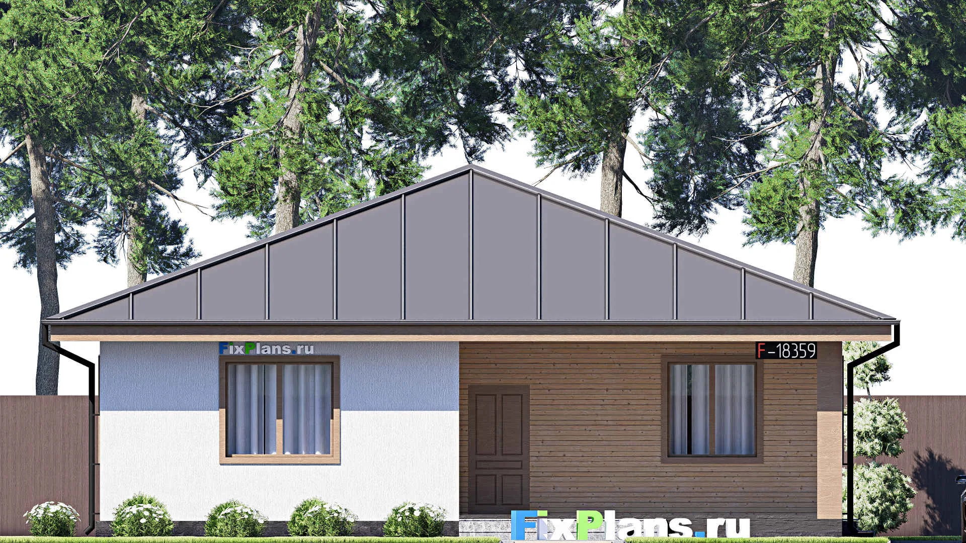 F-18359 - План одноэтажного дома 13 на 19, площадью 180 м² с террасой и 3 спальнями