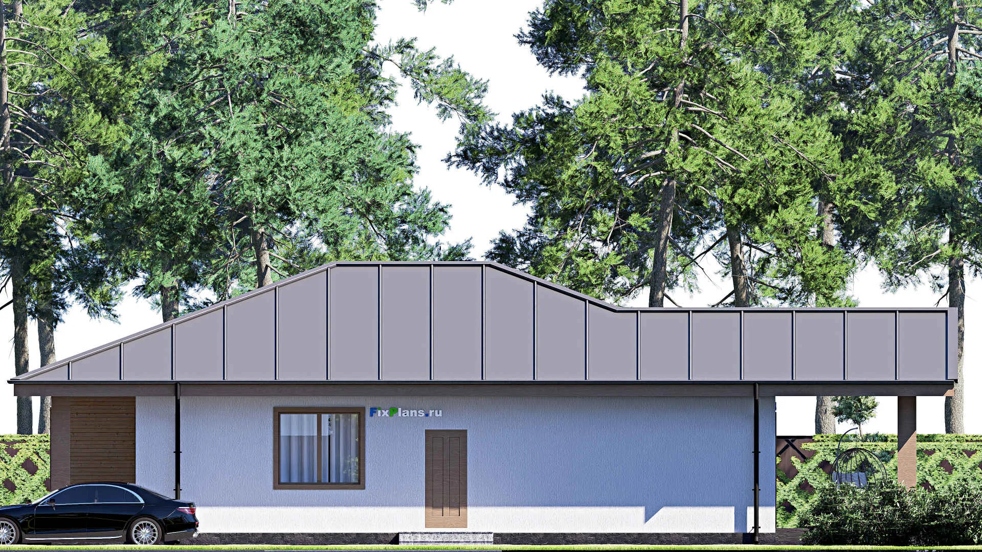 F-18359 - План одноэтажного дома 13 на 19, площадью 180 м² с террасой и 3 спальнями