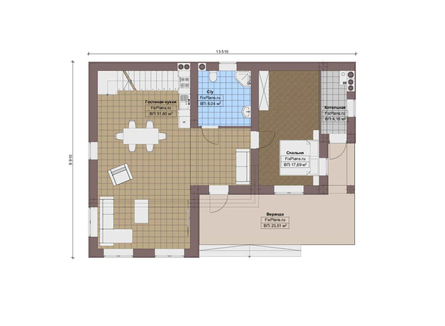 F-14435 - Планы двухэтажного дома 10 на 14, площадью 190 м² с террасой, балконом и 4 спальнями