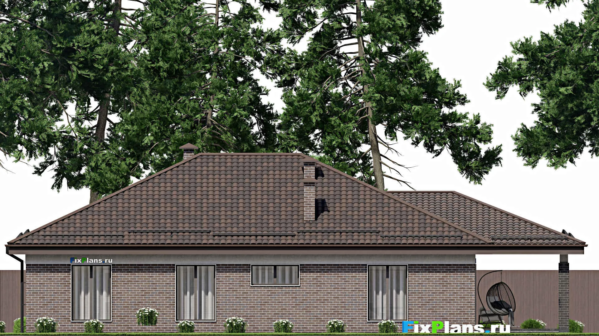 F-5741 - План одноэтажного дома 13 на 20, площадью 220 м² с террасой и 3 спальнями