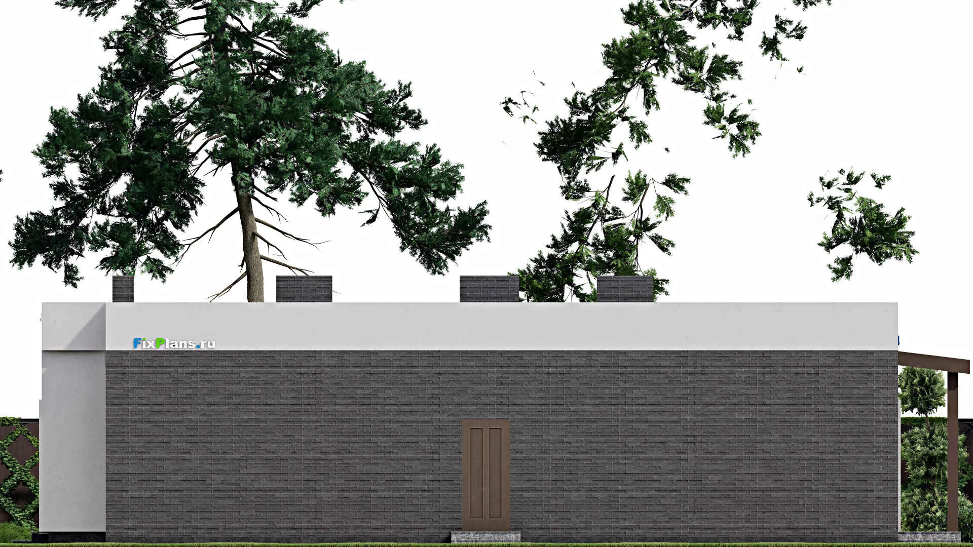 F-8540 - Проект одноэтажного дома 13 на 15, площадью 200 м² с террасой, гаражом на 1 машину и 3 спальнями