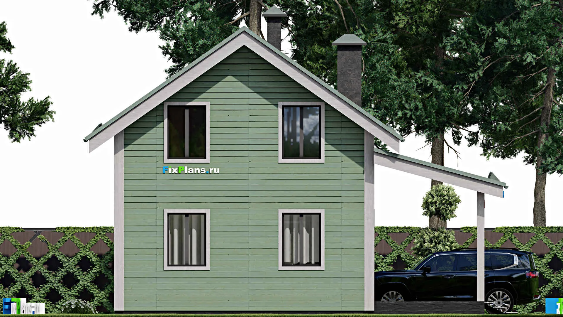 F-12194 - Проект дома с мансардой 7 на 10, площадью 100 м² с 3 спальнями