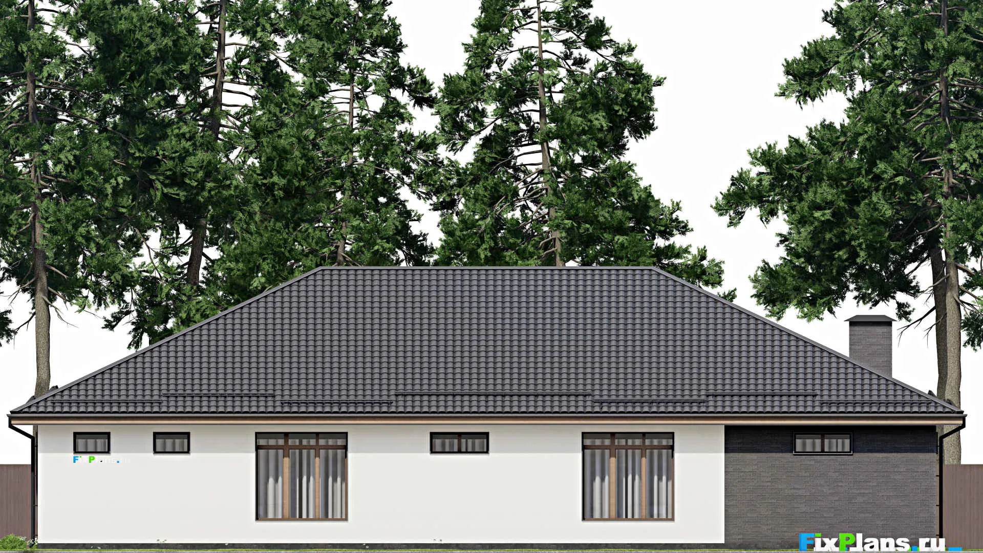 F-4499 - План одноэтажного дома 17 на 25, площадью 330 м² с гаражом на 2 машины и 3 спальнями